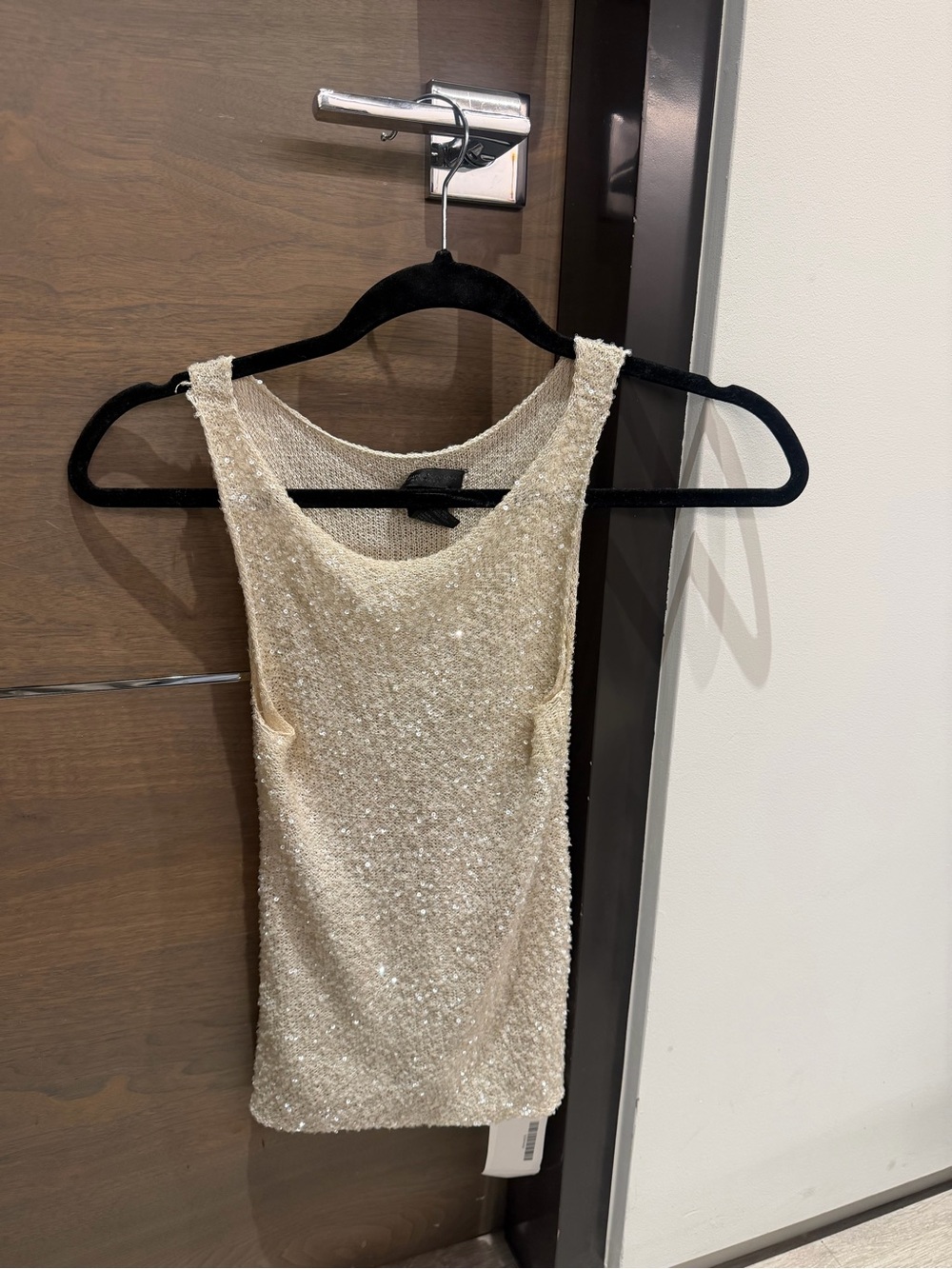Donna Karan Cream Sequin Tank Top